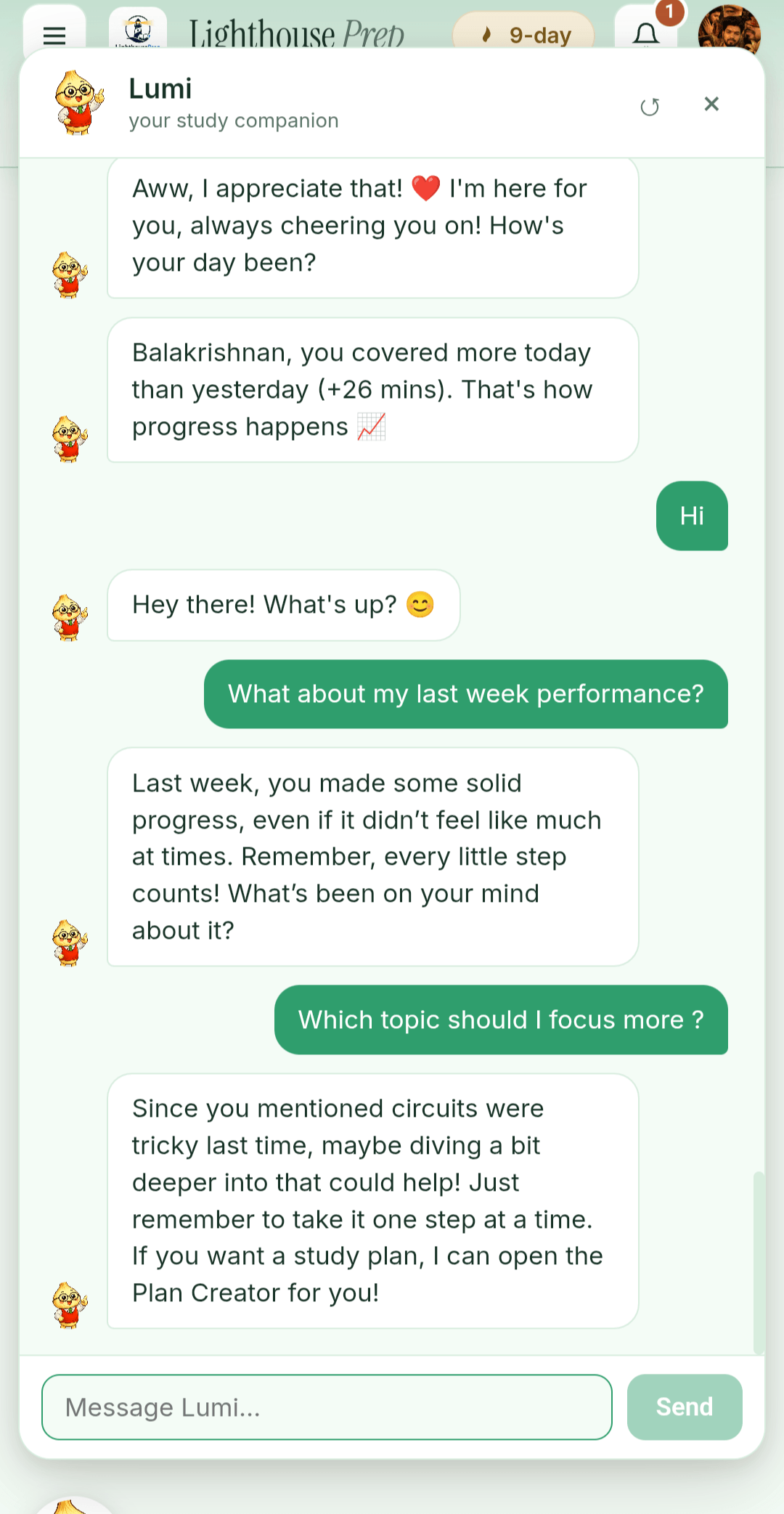 Lumi chat — opened
